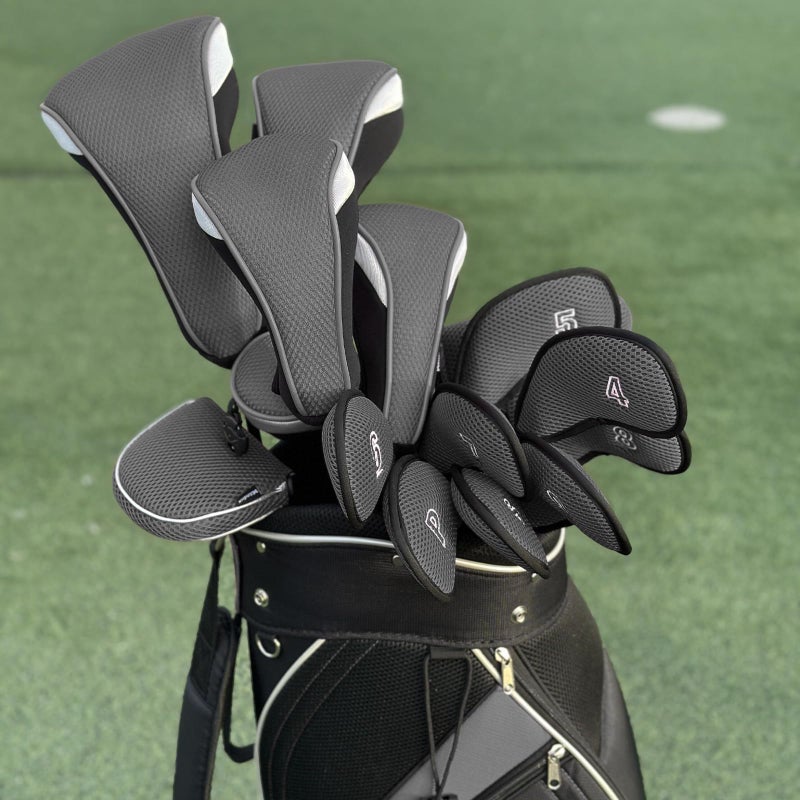 Andux Golf Hybrid Club Head Covers with Dial No. Tag Pack of 3 (All The Same Size) Black/Grey - Image 2